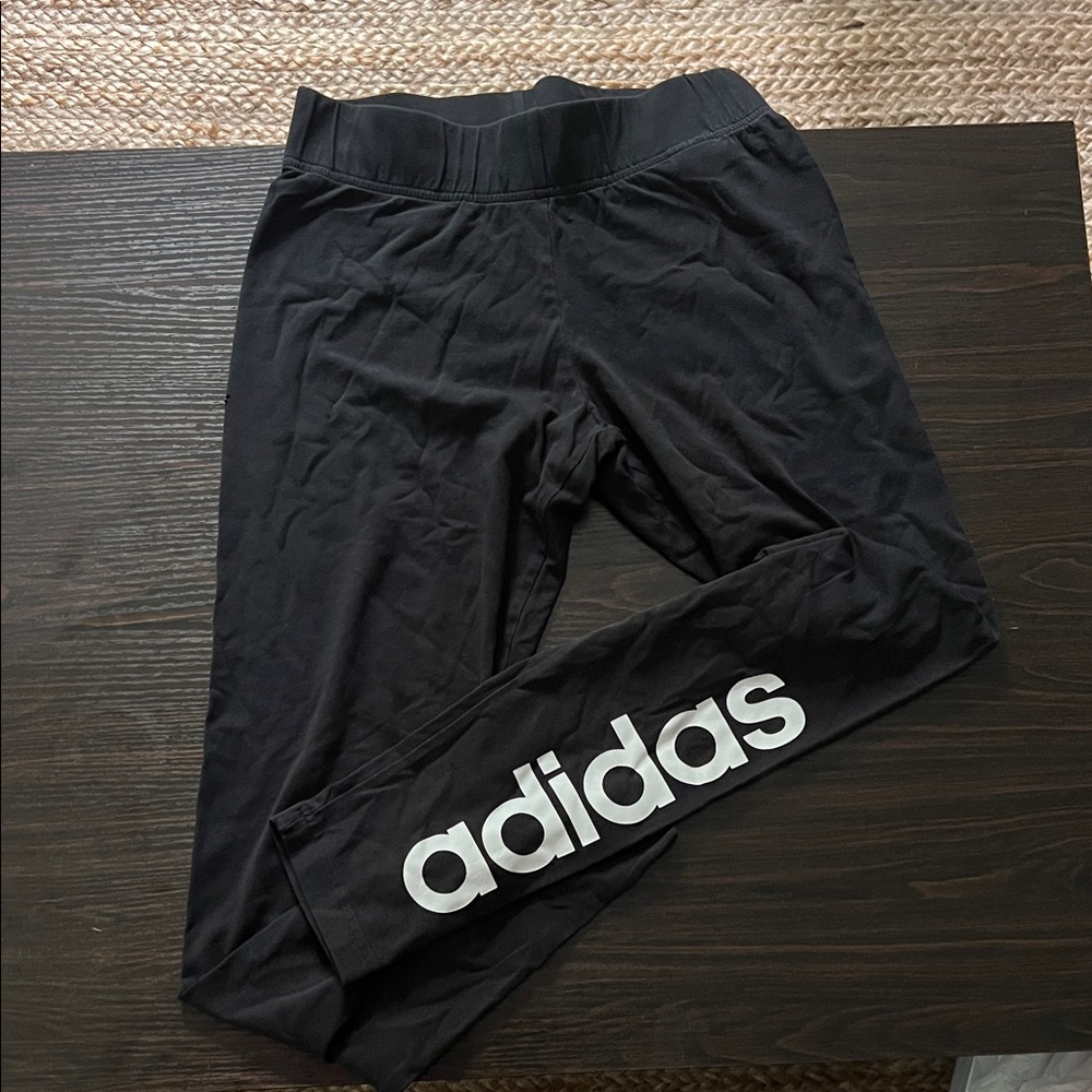 Women’s Adidas Black Leggings with White Logo